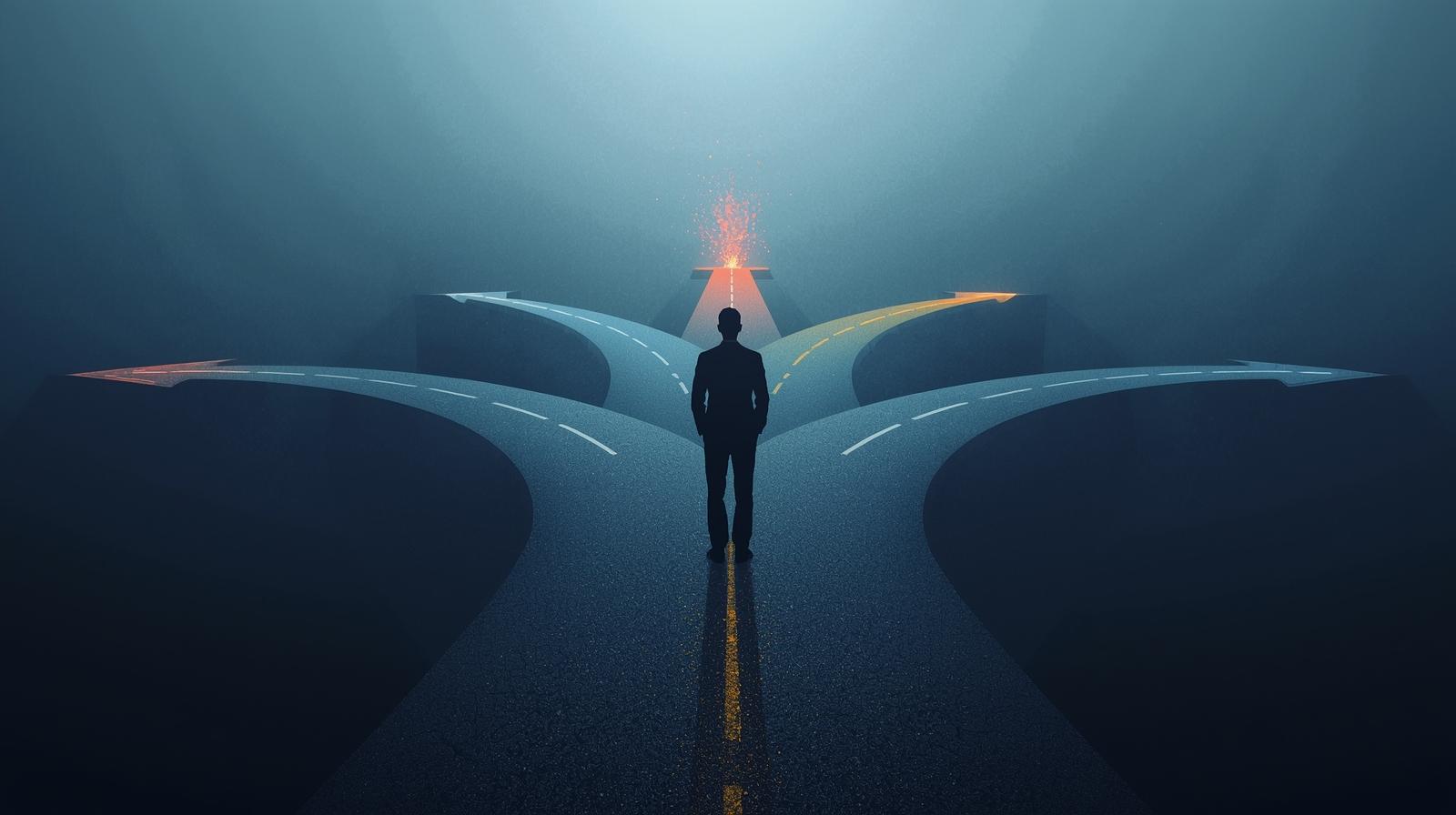 Person an stilisierter Kreuzung